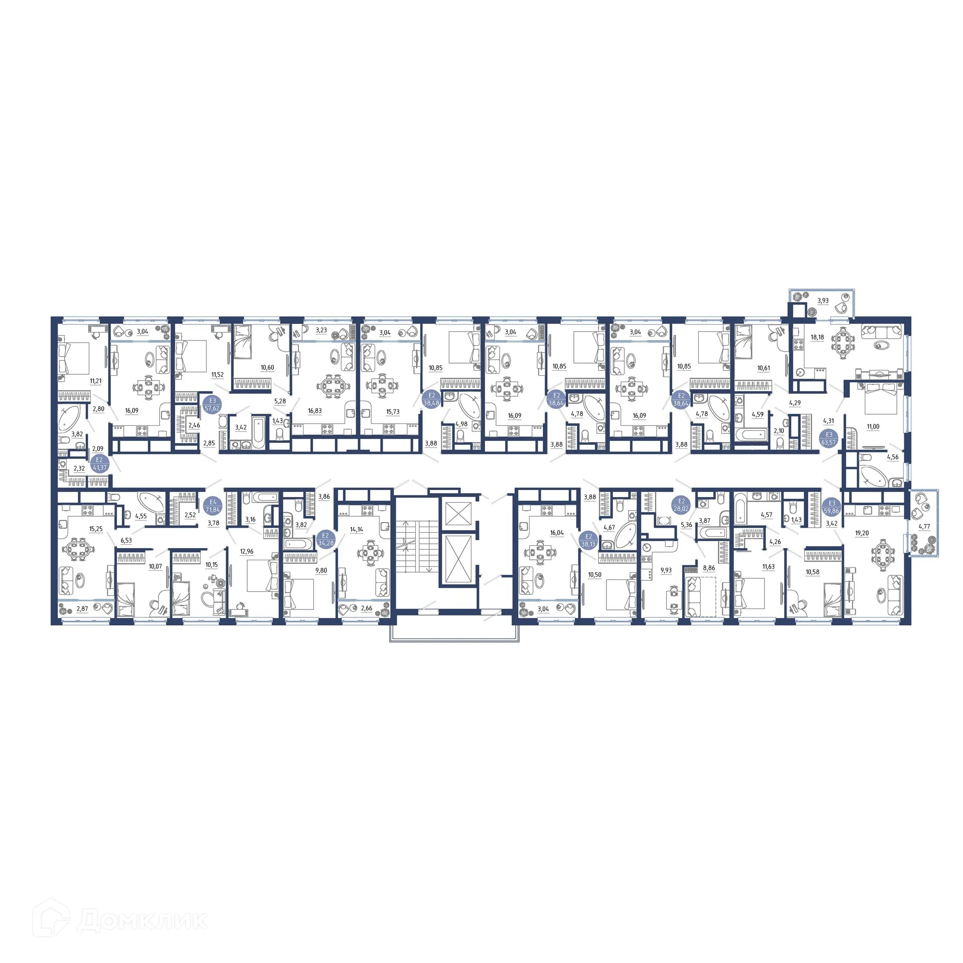 Планировка 1-комнатной квартиры 38.48 м² в ЖК Бульвар оптимистов, г. Дядьково — фото 2