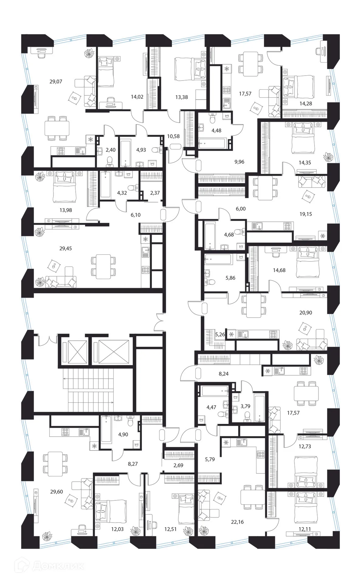 Планировка 1-комнатной квартиры 46.7 м² в ЖК Манхэттен, г. Рязань — фото 2