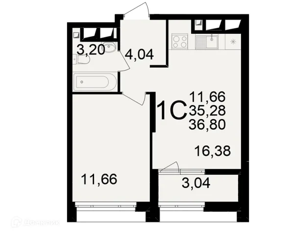 Планировка 1 комн. в ЖК Большая история
