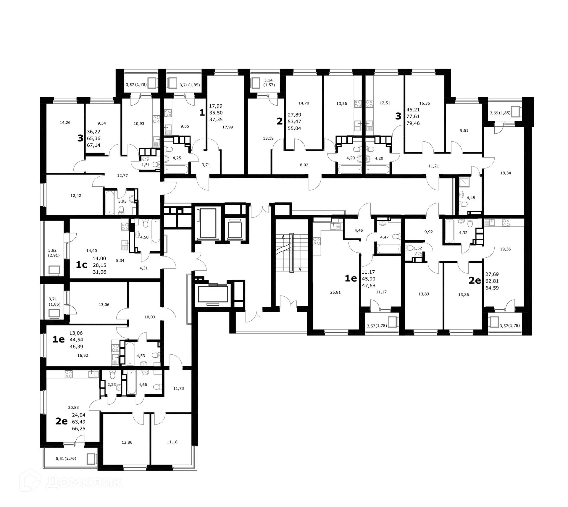 Планировка 2-комнатной квартиры 64.59 м² в ЖК Комфорт, г. Самара — фото 6