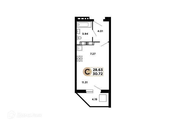 Планировка Студия в ЖК Московский