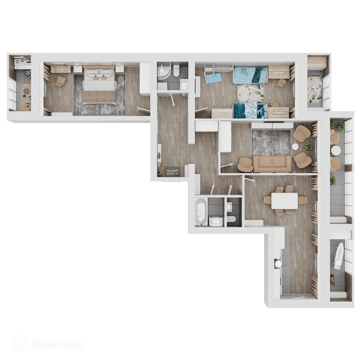Планировка 3-комнатной квартиры 120.98 м² в ЖК КУЛЬТУРА, г. Самара — фото 13