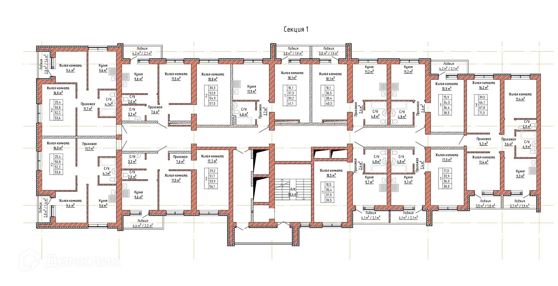 Планировка 2-комнатной квартиры 52.2 м² в ЖК Жилой район "Волгарь", г. Самара — фото 2