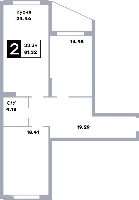 Планировка 2-комнатной квартиры 80.5 м² в ЖК Зодиак, г. Самара — фото 13