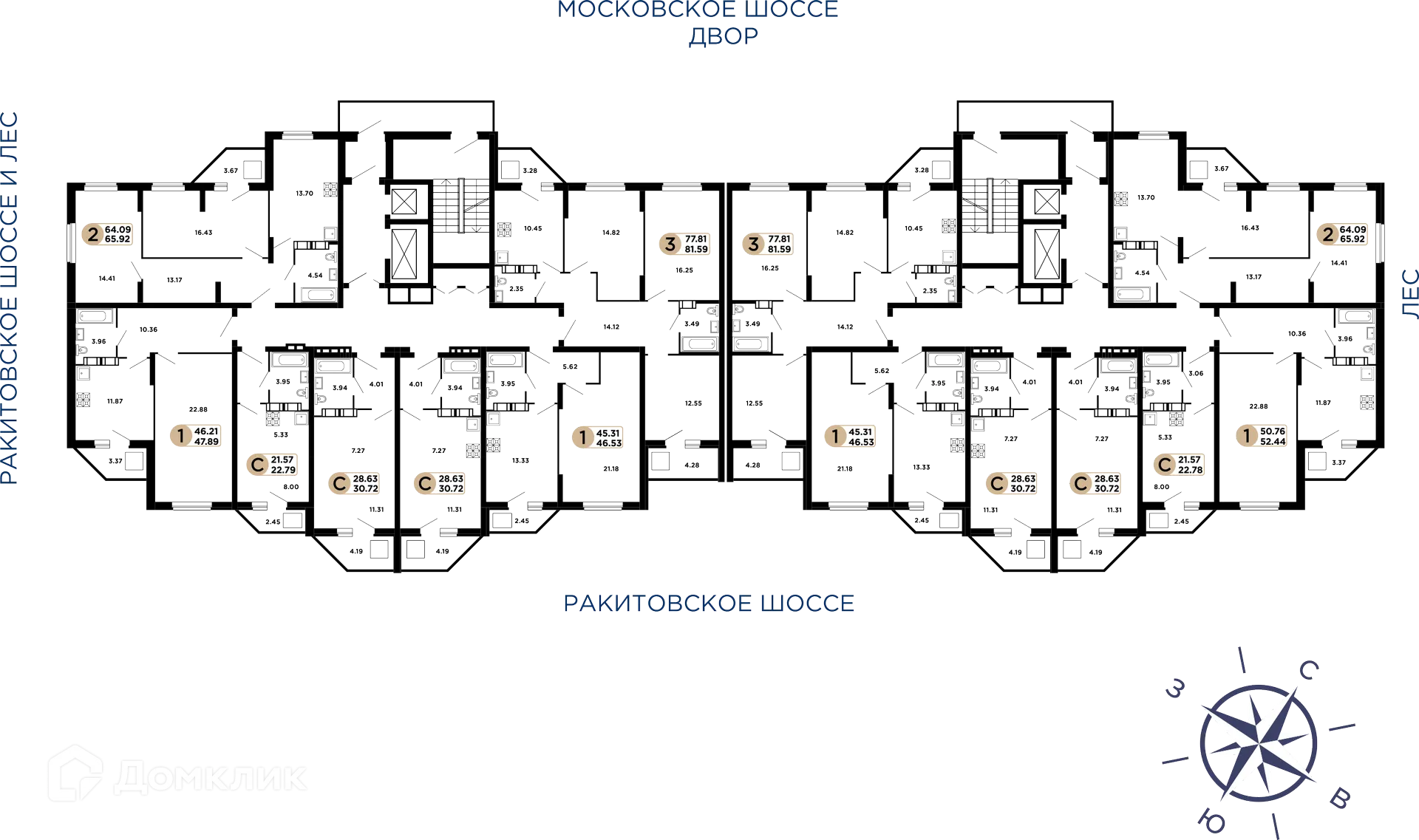 Планировка 1-комнатной квартиры 46.6 м² в ЖК Московский, г. Самара — фото 2