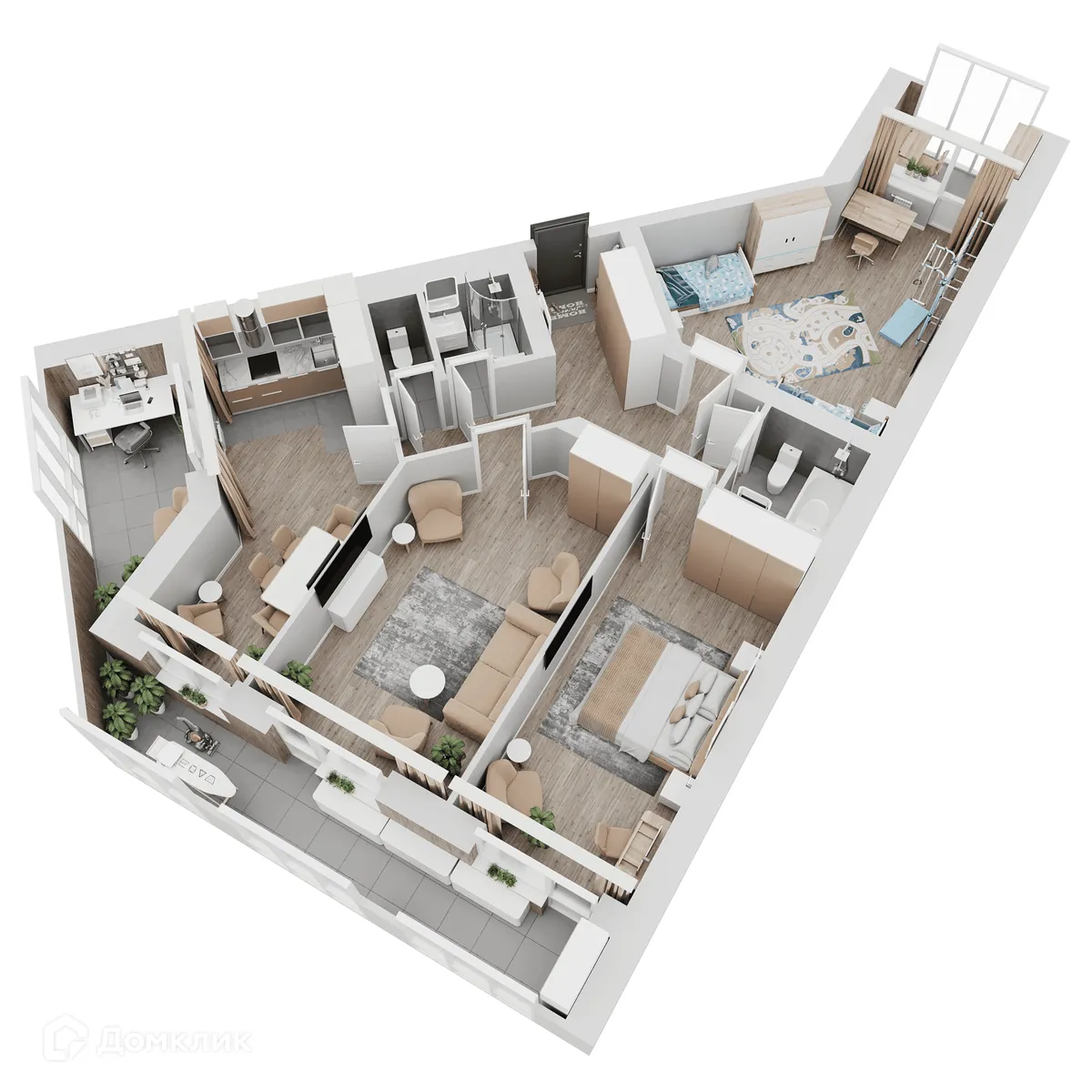 Планировка 3-комнатной квартиры 117.85 м² в ЖК КУЛЬТУРА, г. Самара — фото 13