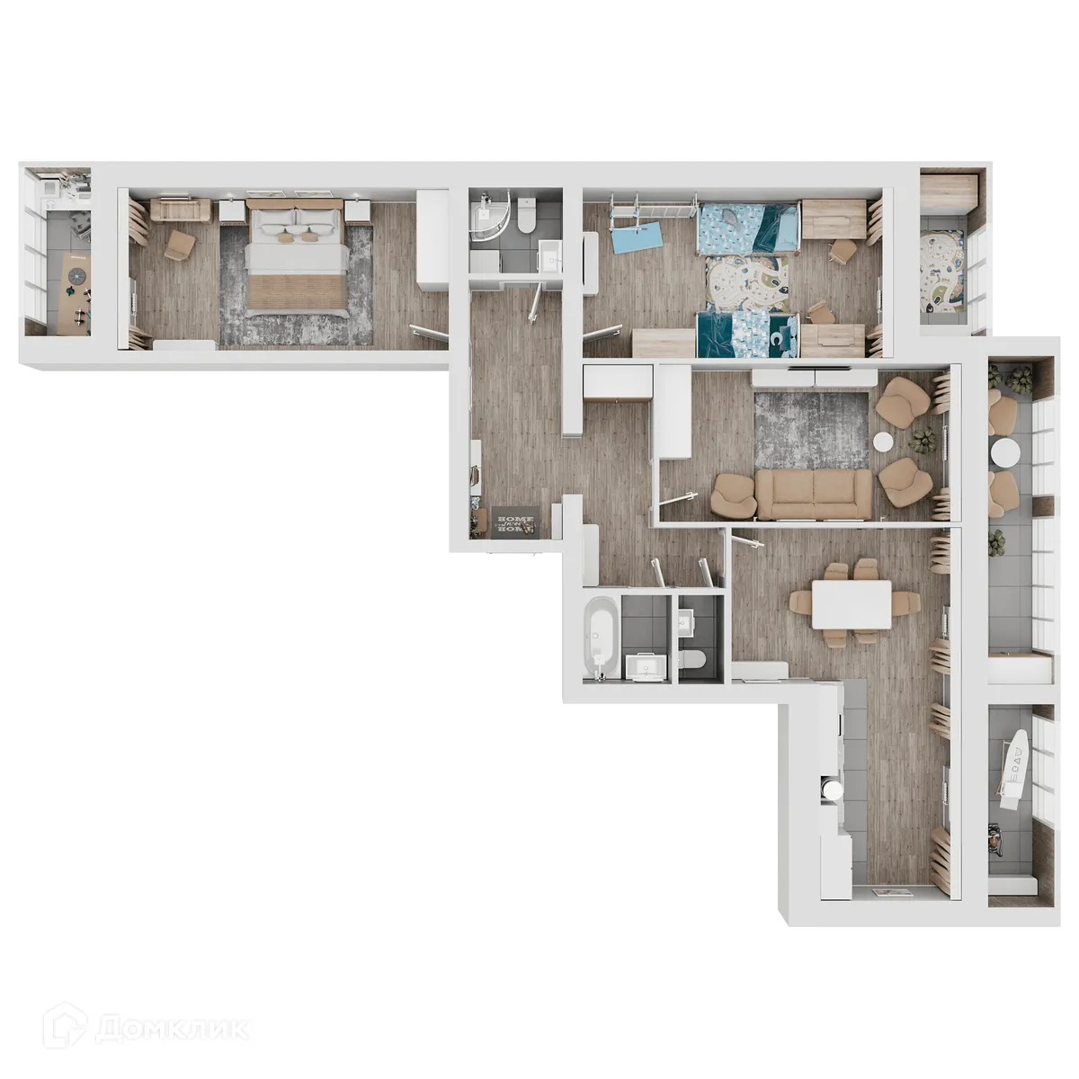 Планировка 3-комнатной квартиры 122.78 м² в ЖК КУЛЬТУРА, г. Самара — фото 13