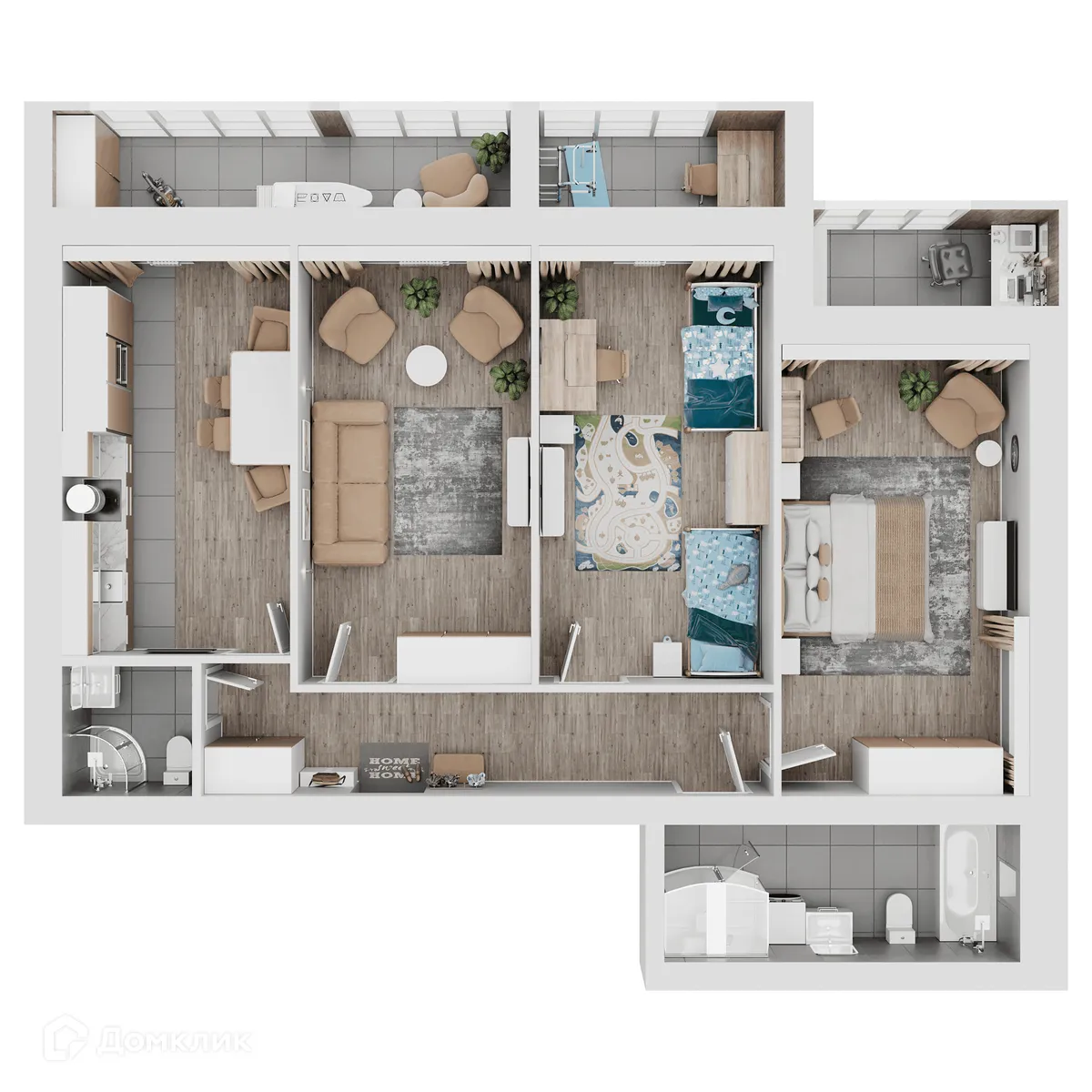 Планировка 3-комнатной квартиры 105.67 м² в ЖК КУЛЬТУРА, г. Самара — фото 12