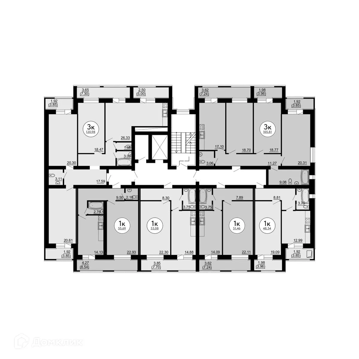 Планировка 3-комнатной квартиры 122.99 м² в ЖК КУЛЬТУРА, г. Самара — фото 15