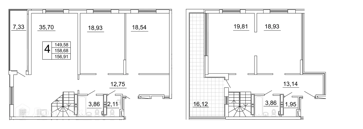 Планировка 3-комнатной квартиры 172.68 м² в ЖК "Дом у Космопорта-2", г. Самара — фото 1