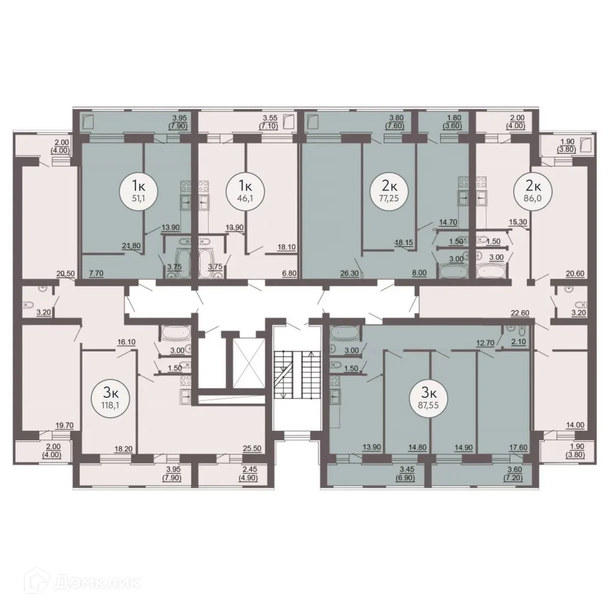 Планировка 2-комнатной квартиры 86.7 м² в ЖК КУЛЬТУРА, г. Самара — фото 19