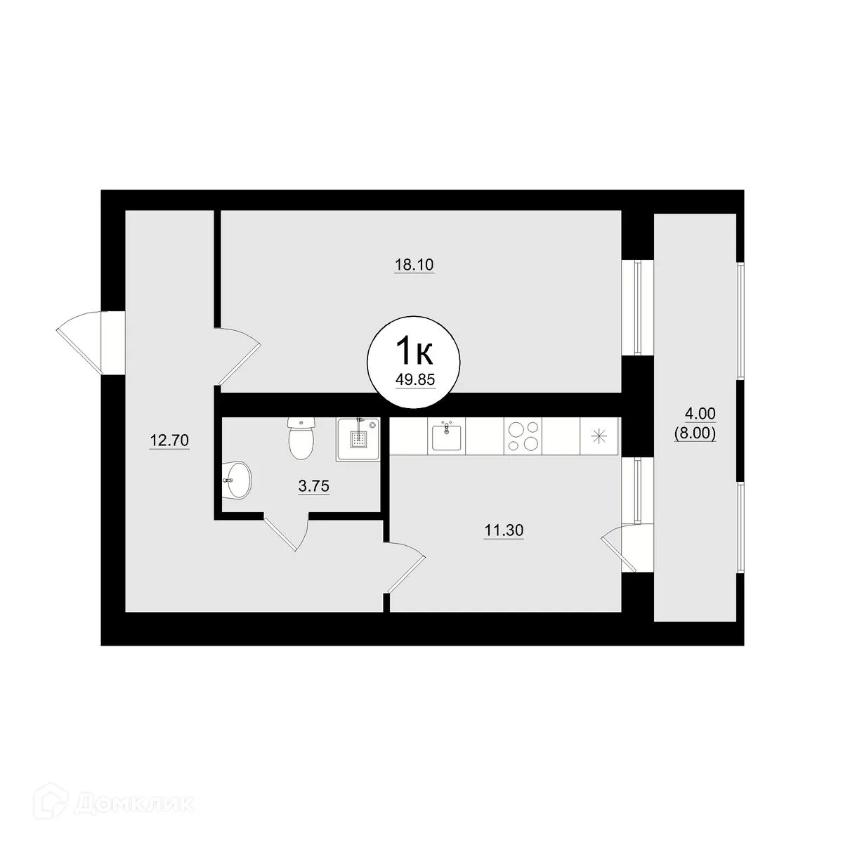 Планировка 1-комнатной квартиры 50.14 м² в ЖК КУЛЬТУРА, г. Самара — фото 1