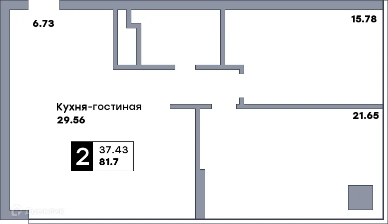 Планировка 2-комнатной квартиры 81.7 м² в ЖК Самара Сити, г. Самара — фото 1
