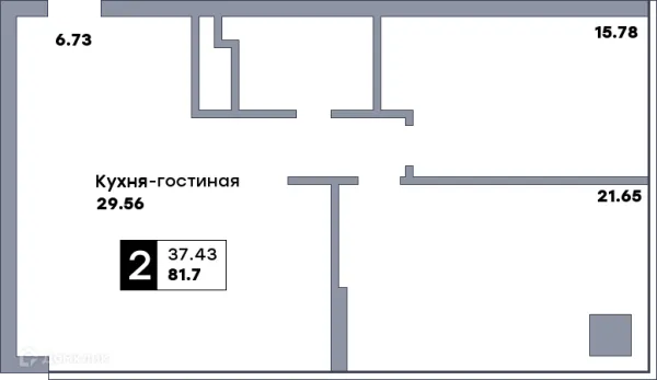 Планировка 2 комн. в ЖК Самара Сити