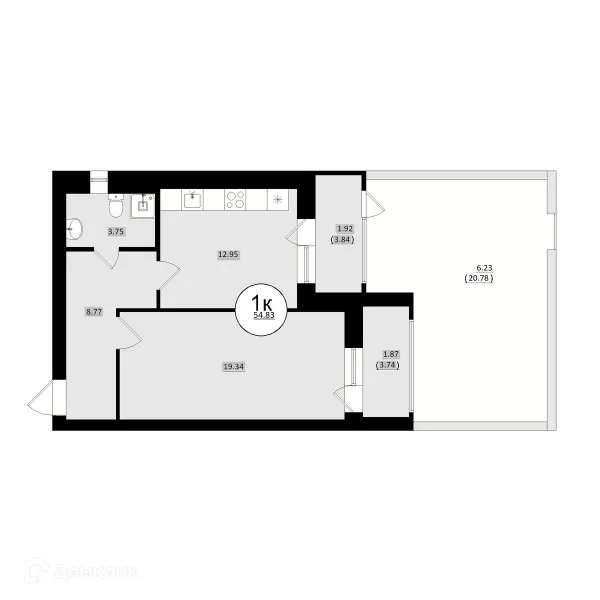 Планировка 1 комн. в ЖК КУЛЬТУРА