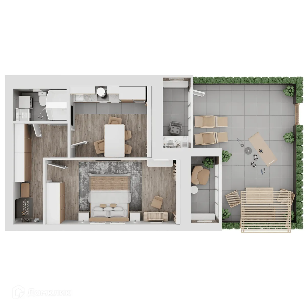 Планировка 1-комнатной квартиры 54.83 м² в ЖК КУЛЬТУРА, г. Самара — фото 2