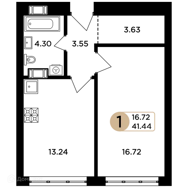 Планировка 1 комн. в ЖК Легенда