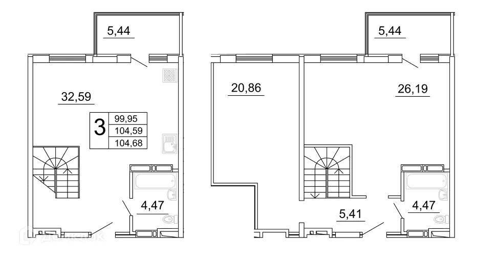 Планировка 1-комнатной квартиры 104.87 м² в ЖК "Дом у Космопорта-2", г. Самара — фото 1
