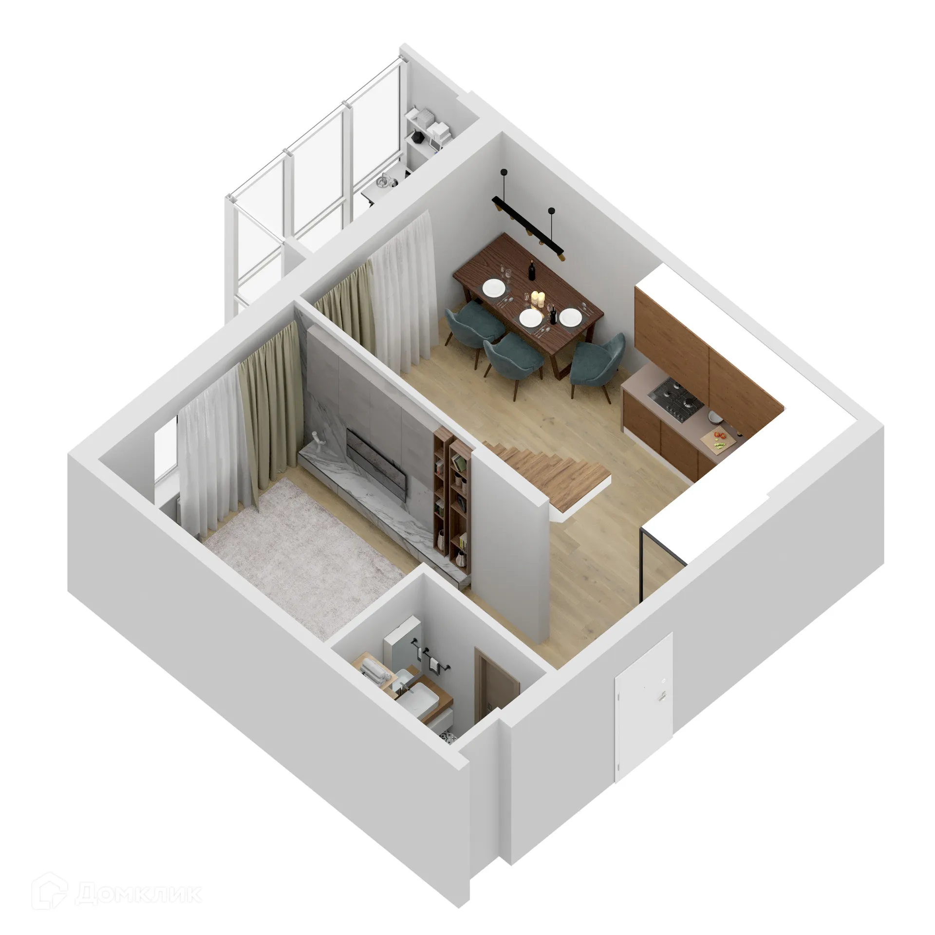 Планировка 1-комнатной квартиры 104.87 м² в ЖК "Дом у Космопорта-2", г. Самара — фото 2