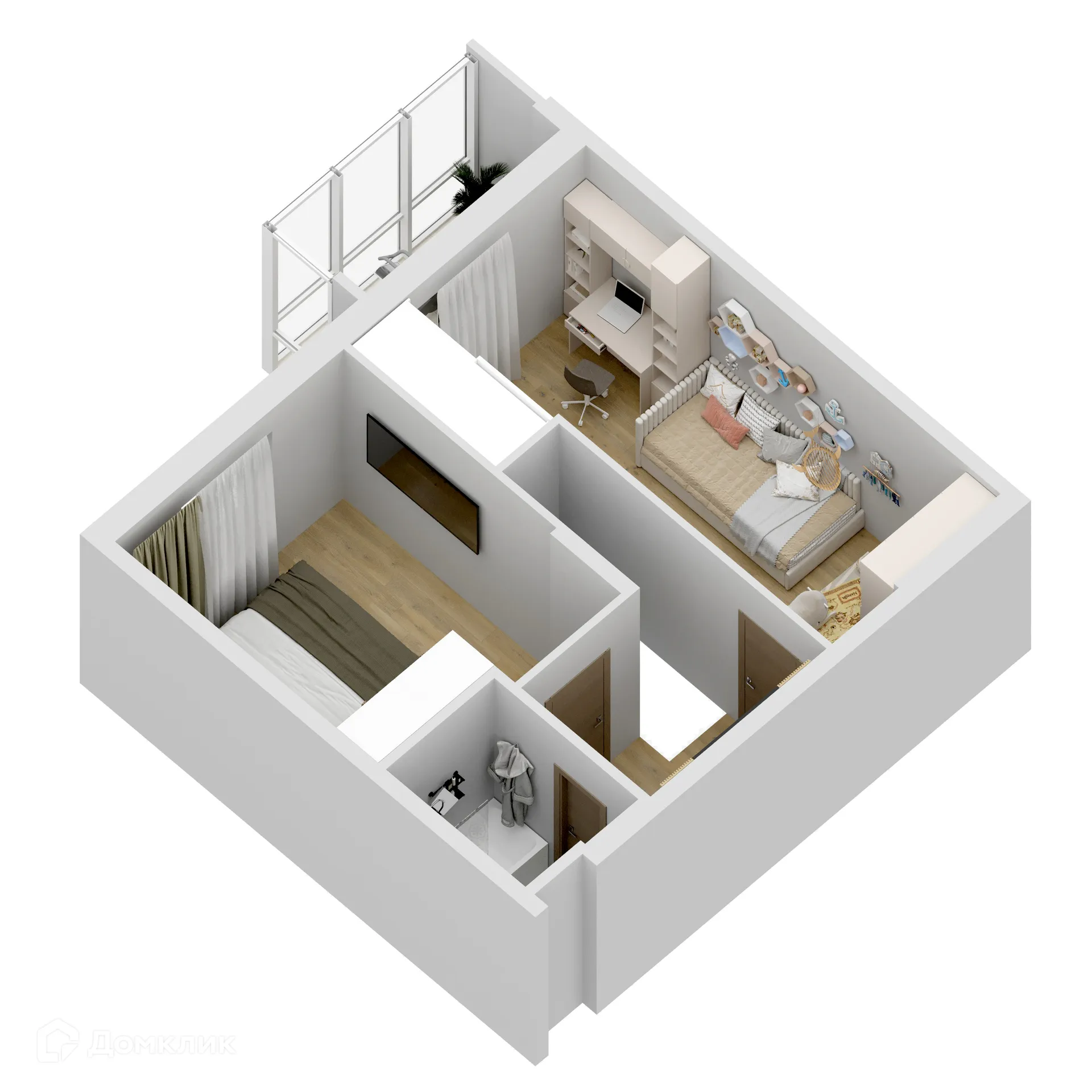 Планировка 1-комнатной квартиры 104.87 м² в ЖК "Дом у Космопорта-2", г. Самара — фото 5