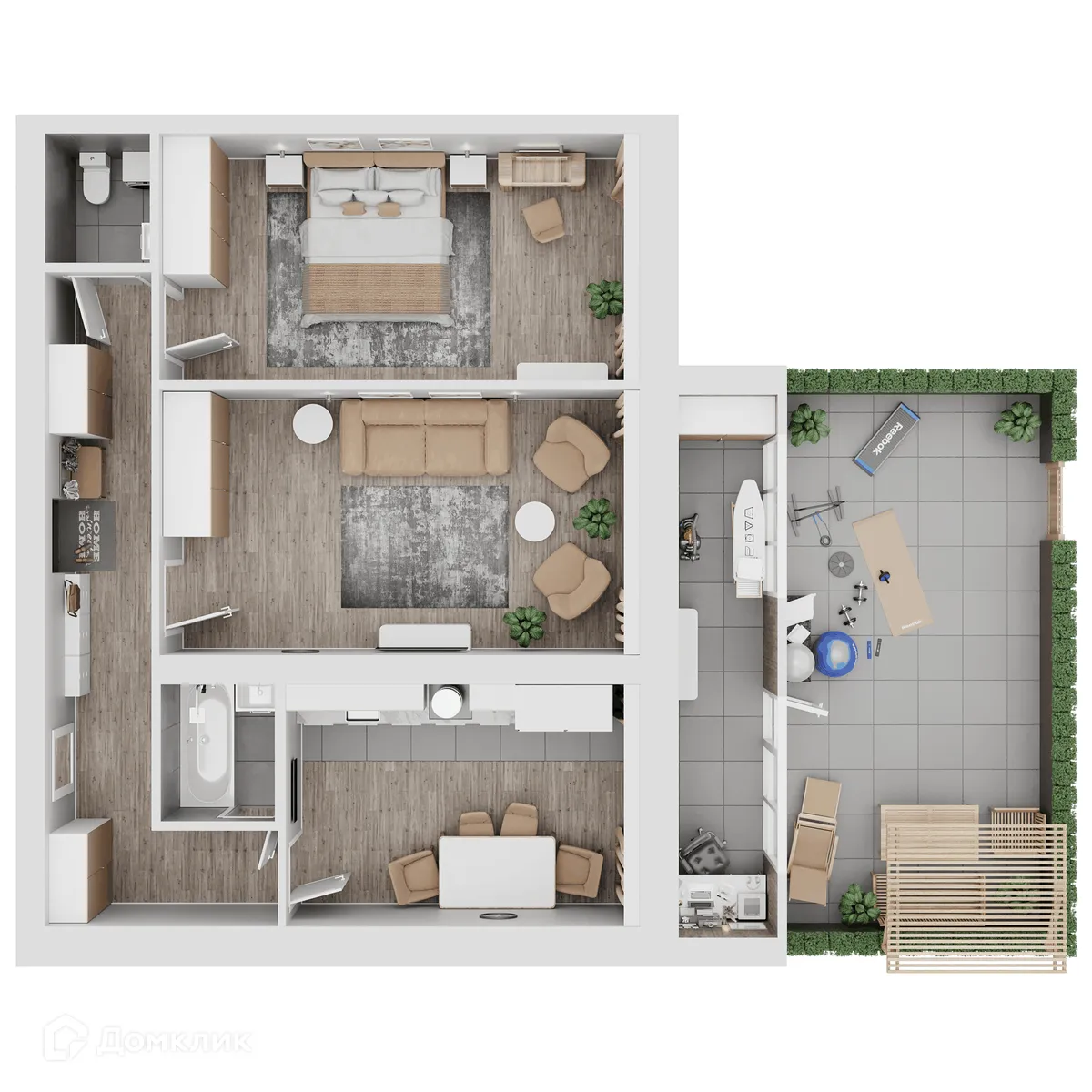 Планировка 2-комнатной квартиры 87.38 м² в ЖК КУЛЬТУРА, г. Самара — фото 12