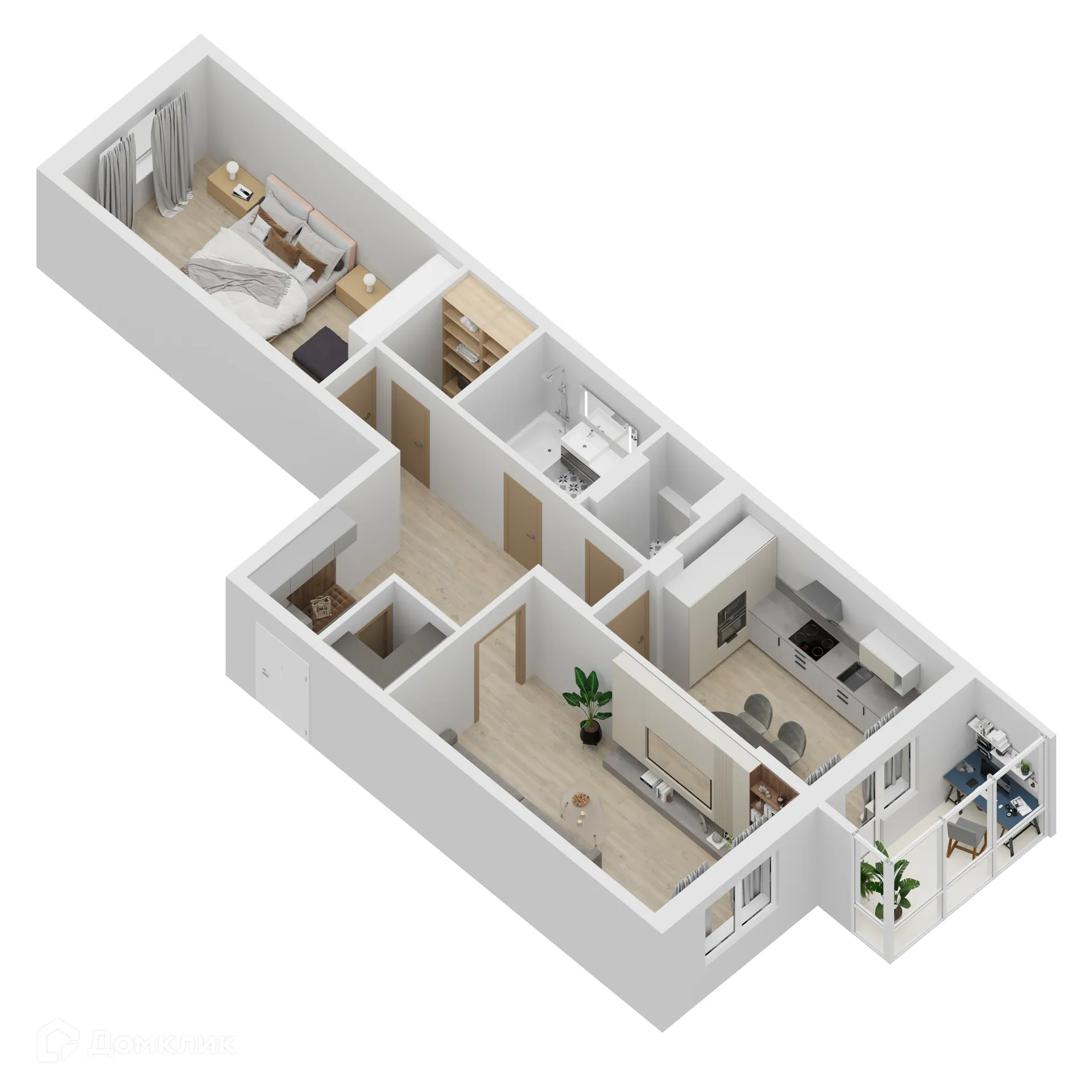 Планировка 2-комнатной квартиры 79.53 м² в ЖК "Дом у Космопорта-2", г. Самара — фото 3