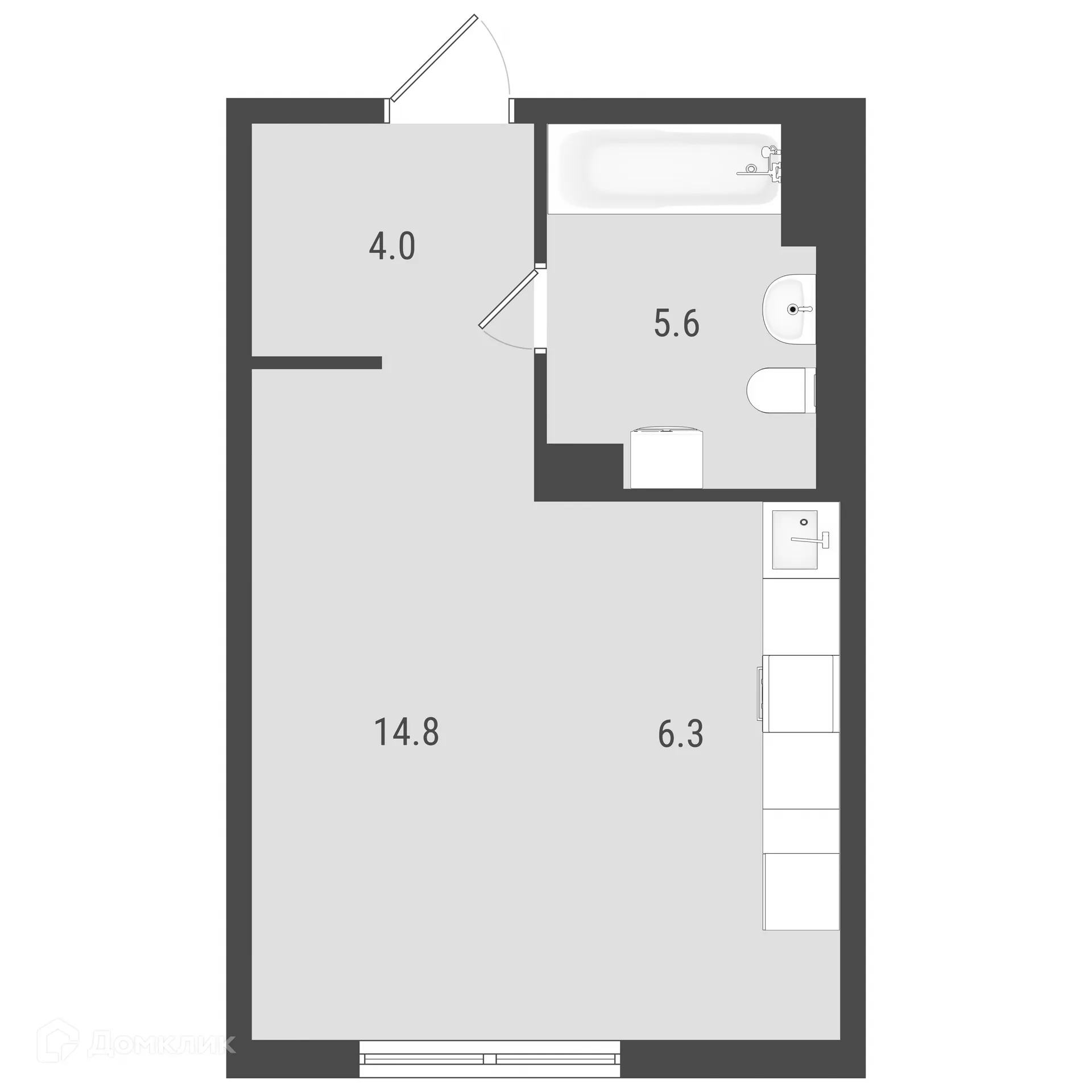 Планировка студии квартиры 30.76 м² в ЖК Макрорайон АМГРАД, г. Самара — фото 1