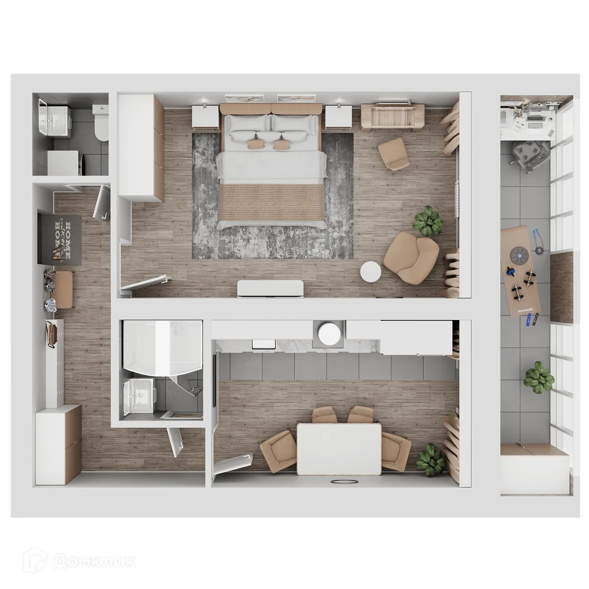 Планировка 1-комнатной квартиры 55.69 м² в ЖК КУЛЬТУРА, г. Самара — фото 13