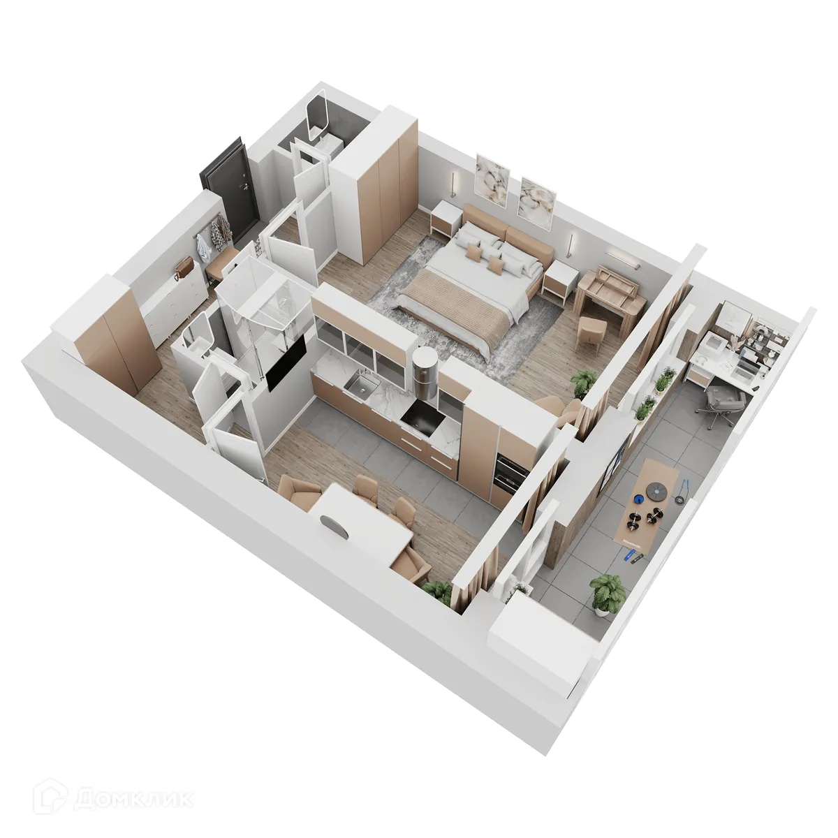 Планировка 1-комнатной квартиры 55.69 м² в ЖК КУЛЬТУРА, г. Самара — фото 14