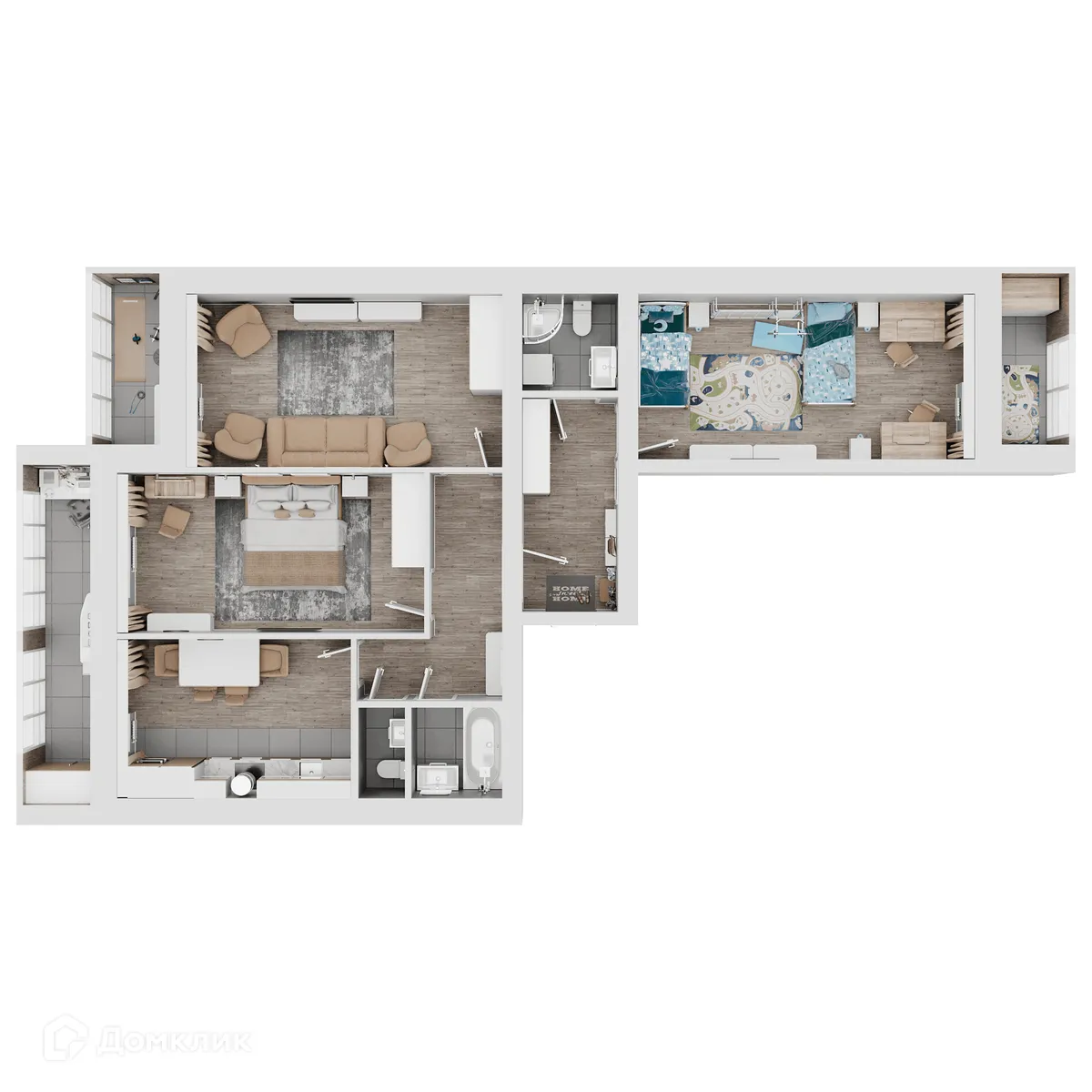 Планировка 3-комнатной квартиры 105.17 м² в ЖК КУЛЬТУРА, г. Самара — фото 17