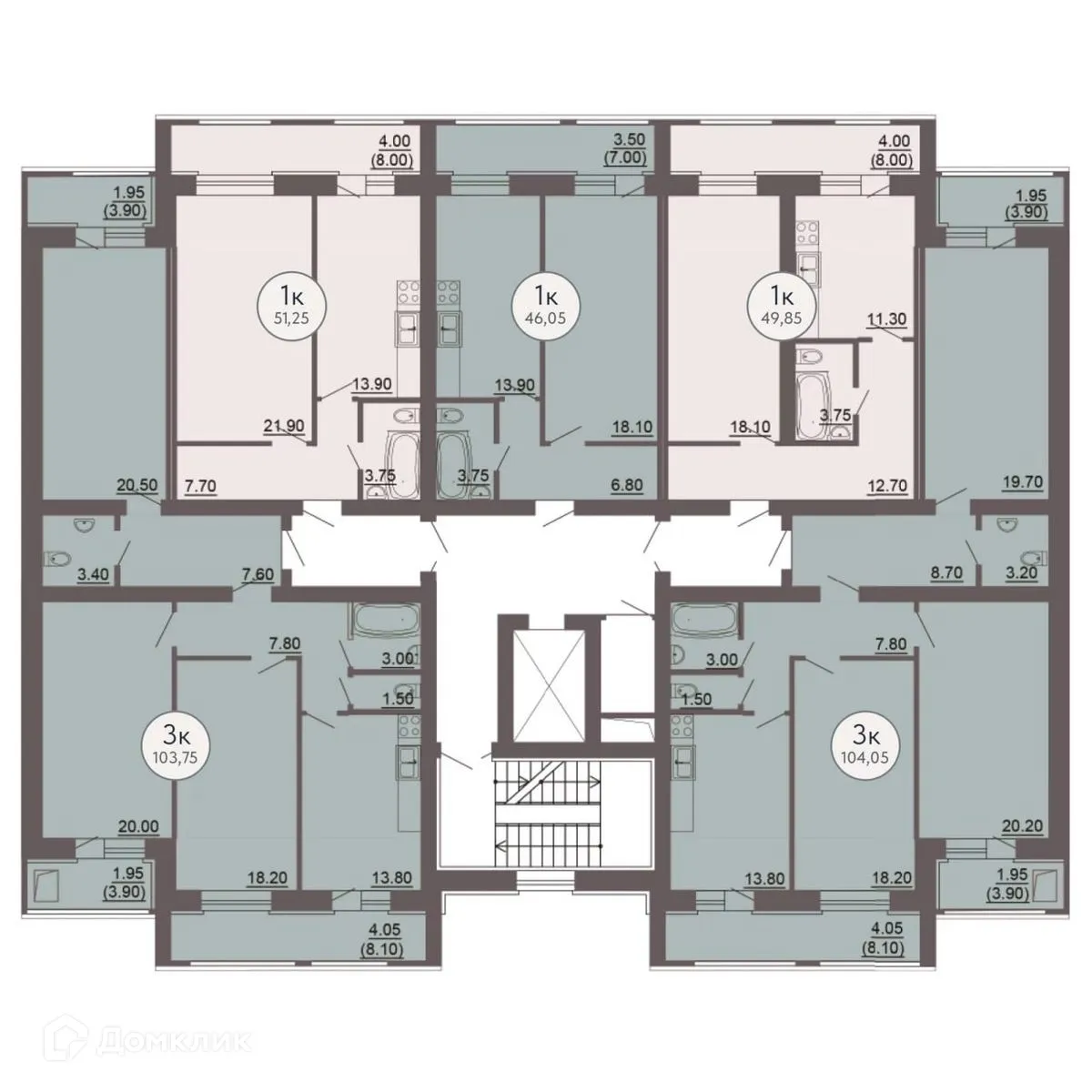 Планировка 3-комнатной квартиры 105.17 м² в ЖК КУЛЬТУРА, г. Самара — фото 19