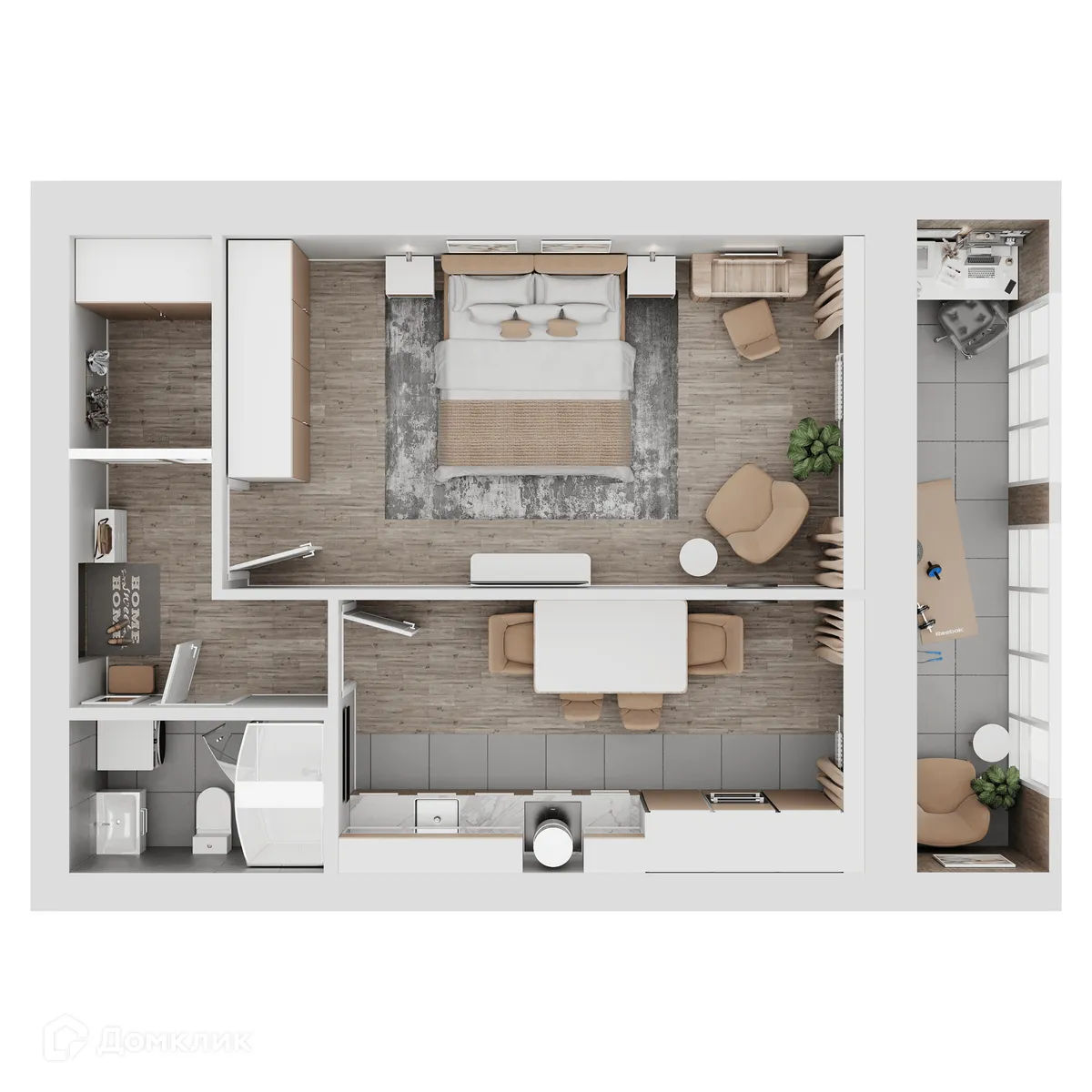 Планировка 1-комнатной квартиры 51.53 м² в ЖК КУЛЬТУРА, г. Самара — фото 17