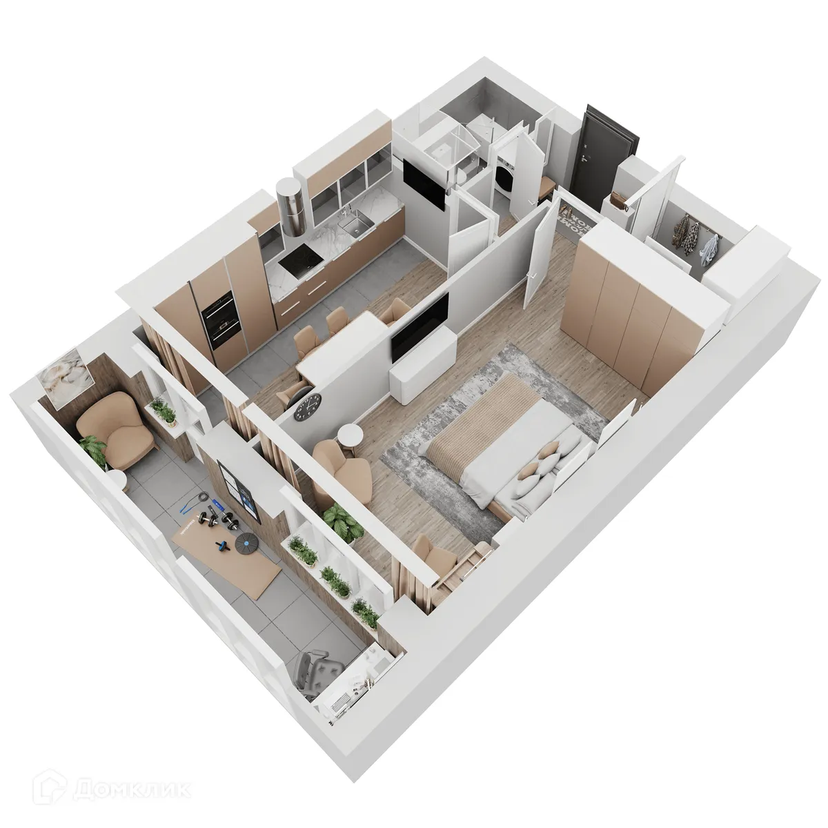 Планировка 1-комнатной квартиры 51.53 м² в ЖК КУЛЬТУРА, г. Самара — фото 18