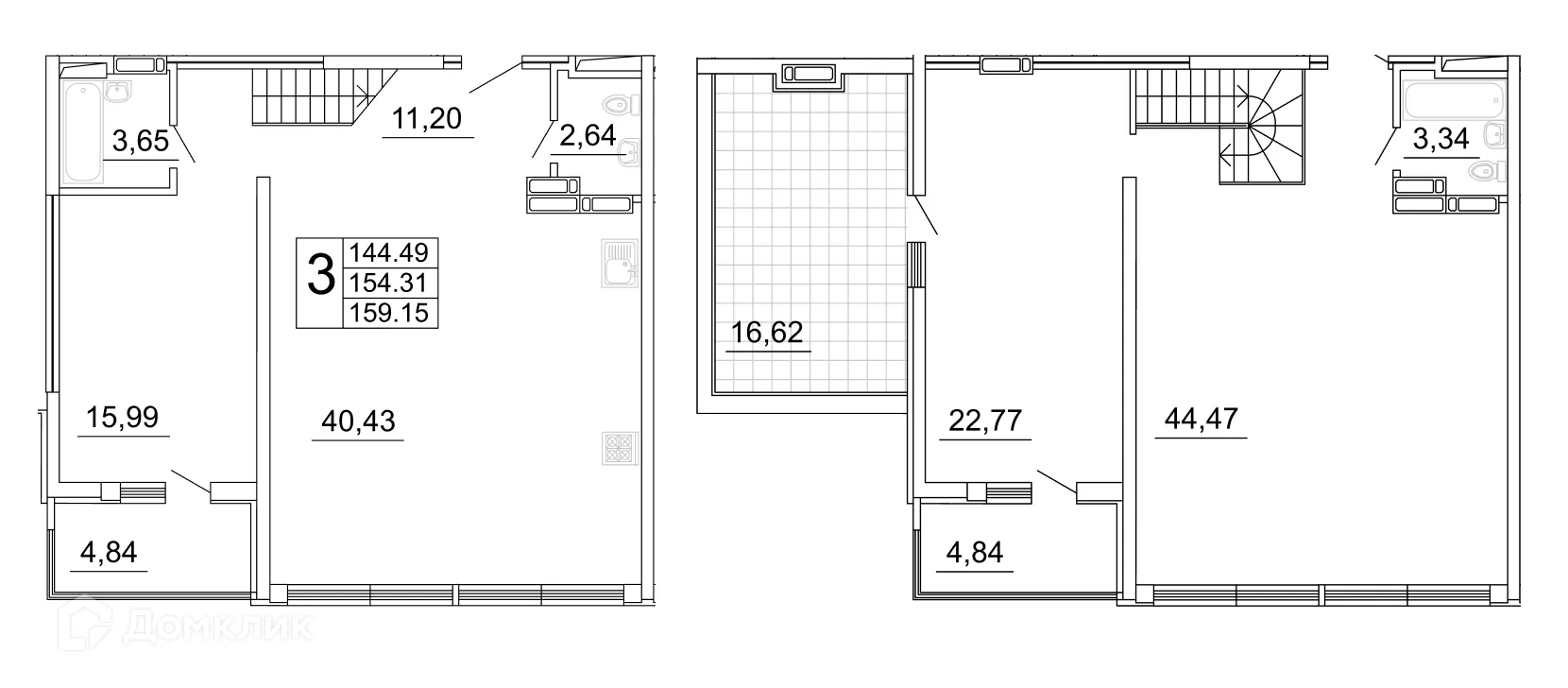 Планировка 2-комнатной квартиры 170.79 м² в ЖК "Дом у Космопорта-2", г. Самара — фото 1