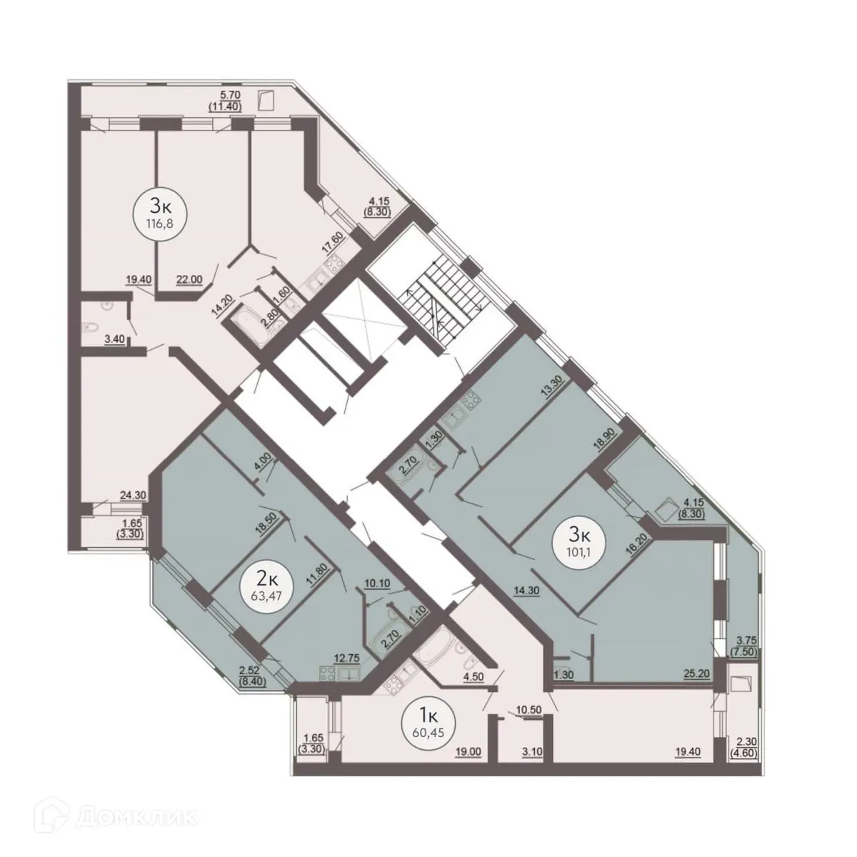Планировка 3-комнатной квартиры 118.3 м² в ЖК КУЛЬТУРА, г. Самара — фото 15