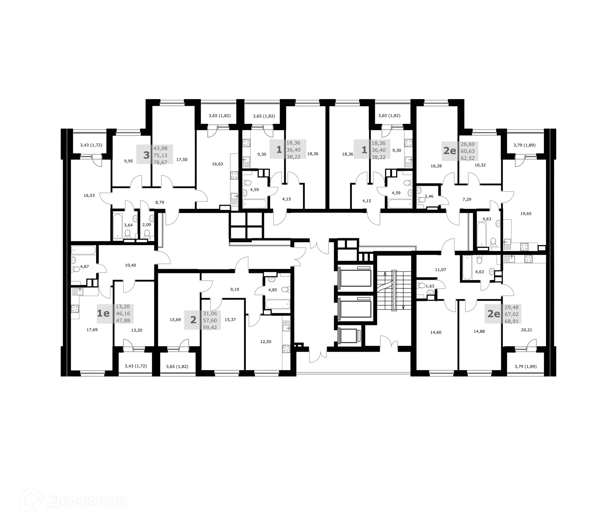 Планировка 2-комнатной квартиры 68.91 м² в ЖК Комфорт, г. Самара — фото 3