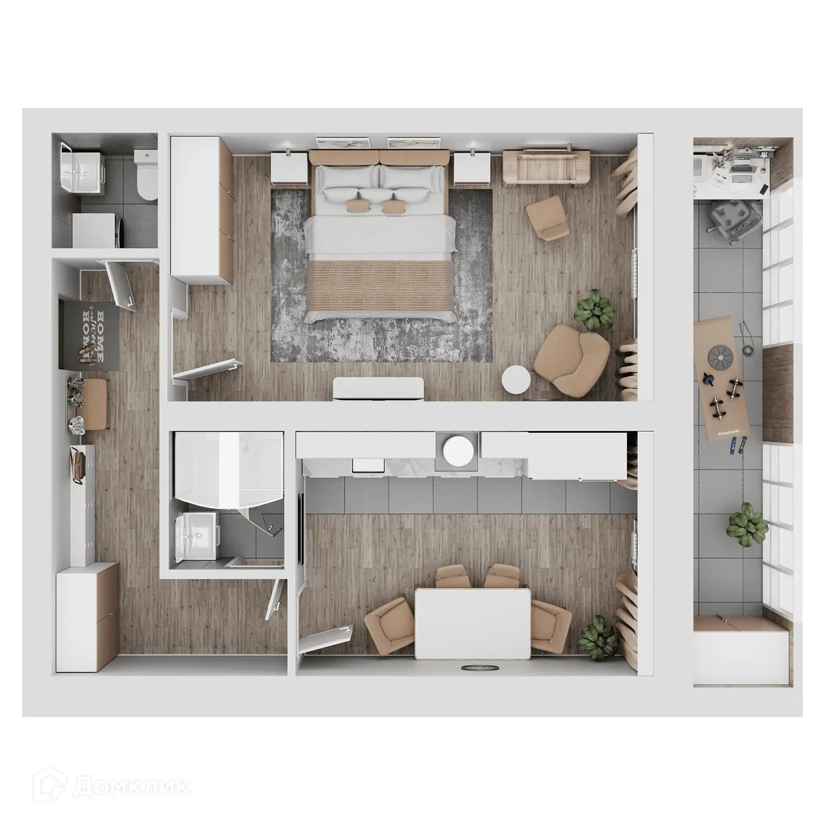 Планировка 1-комнатной квартиры 55.74 м² в ЖК КУЛЬТУРА, г. Самара — фото 13