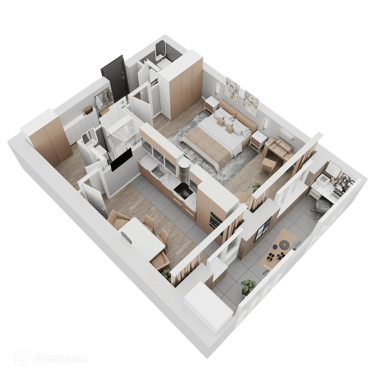 Планировка 1-комнатной квартиры 55.74 м² в ЖК КУЛЬТУРА, г. Самара — фото 14