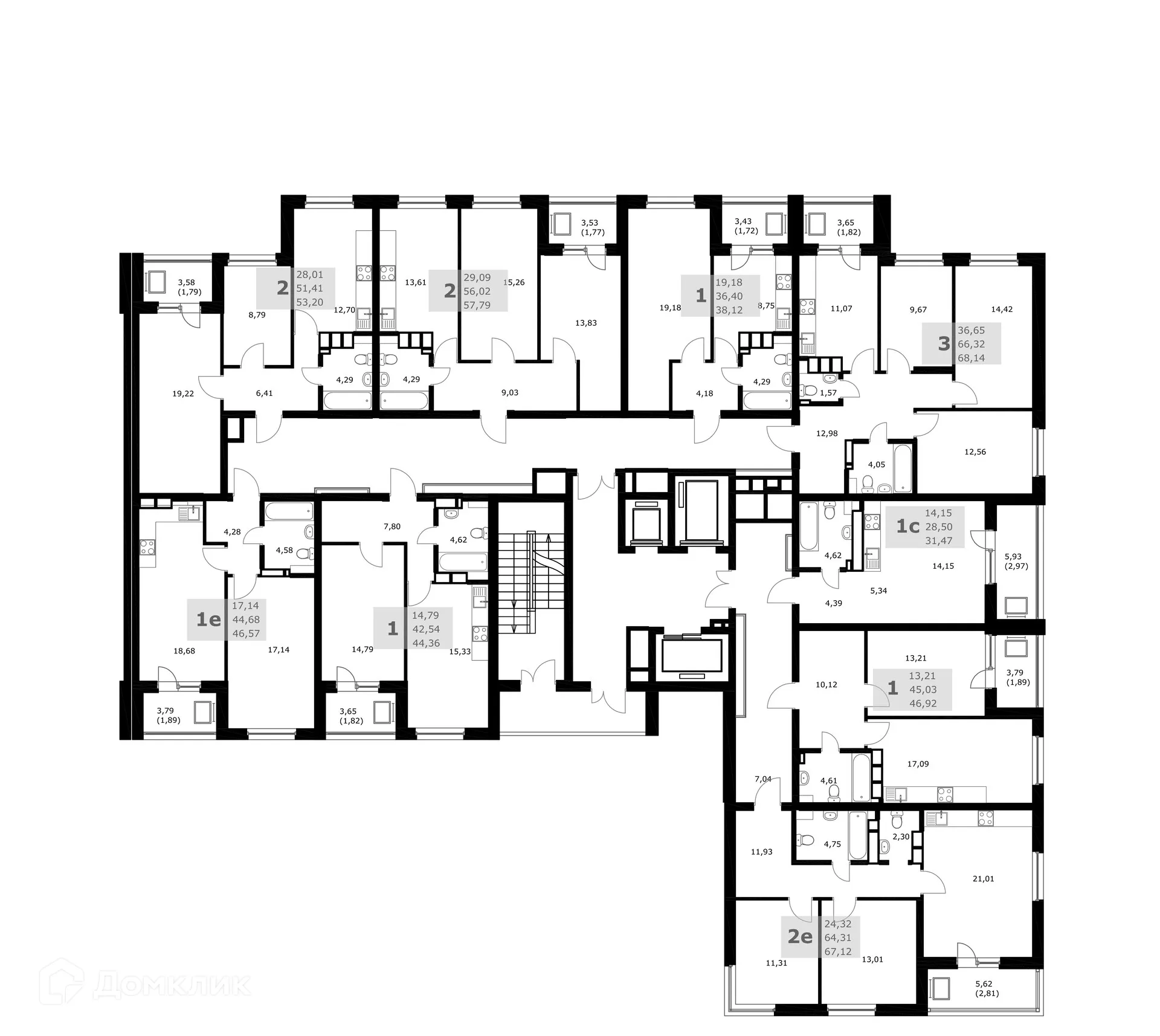 Планировка 2-комнатной квартиры 57.79 м² в ЖК Комфорт, г. Самара — фото 6