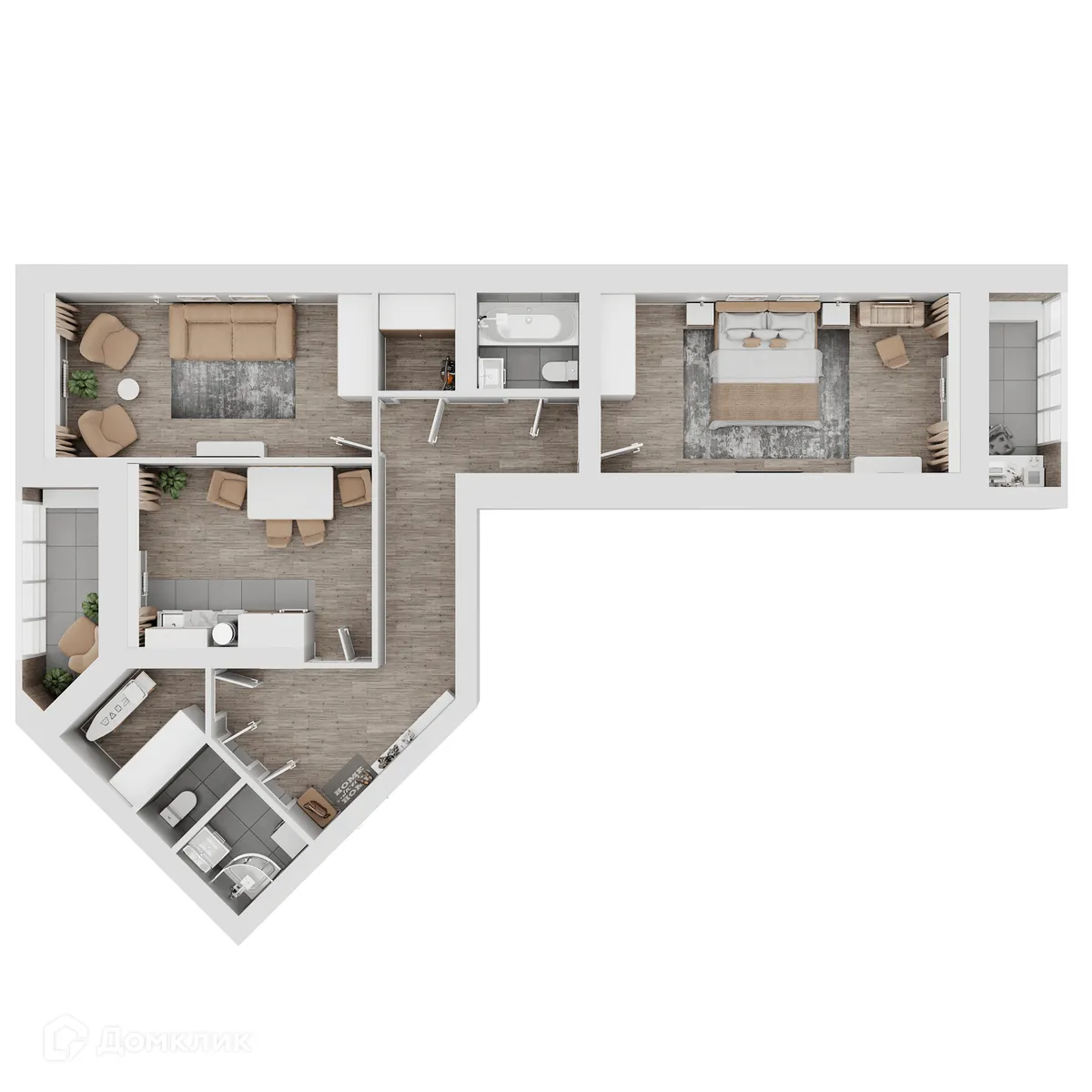 Планировка 2-комнатной квартиры 91.45 м² в ЖК КУЛЬТУРА, г. Самара — фото 13