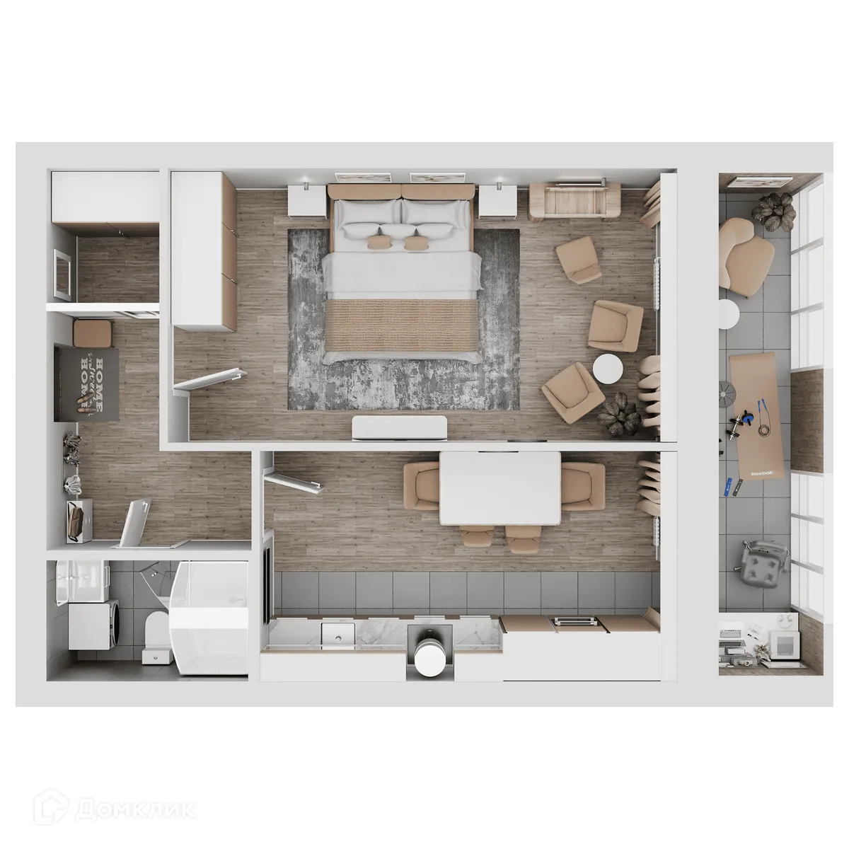 Планировка 1-комнатной квартиры 52.01 м² в ЖК КУЛЬТУРА, г. Самара — фото 13