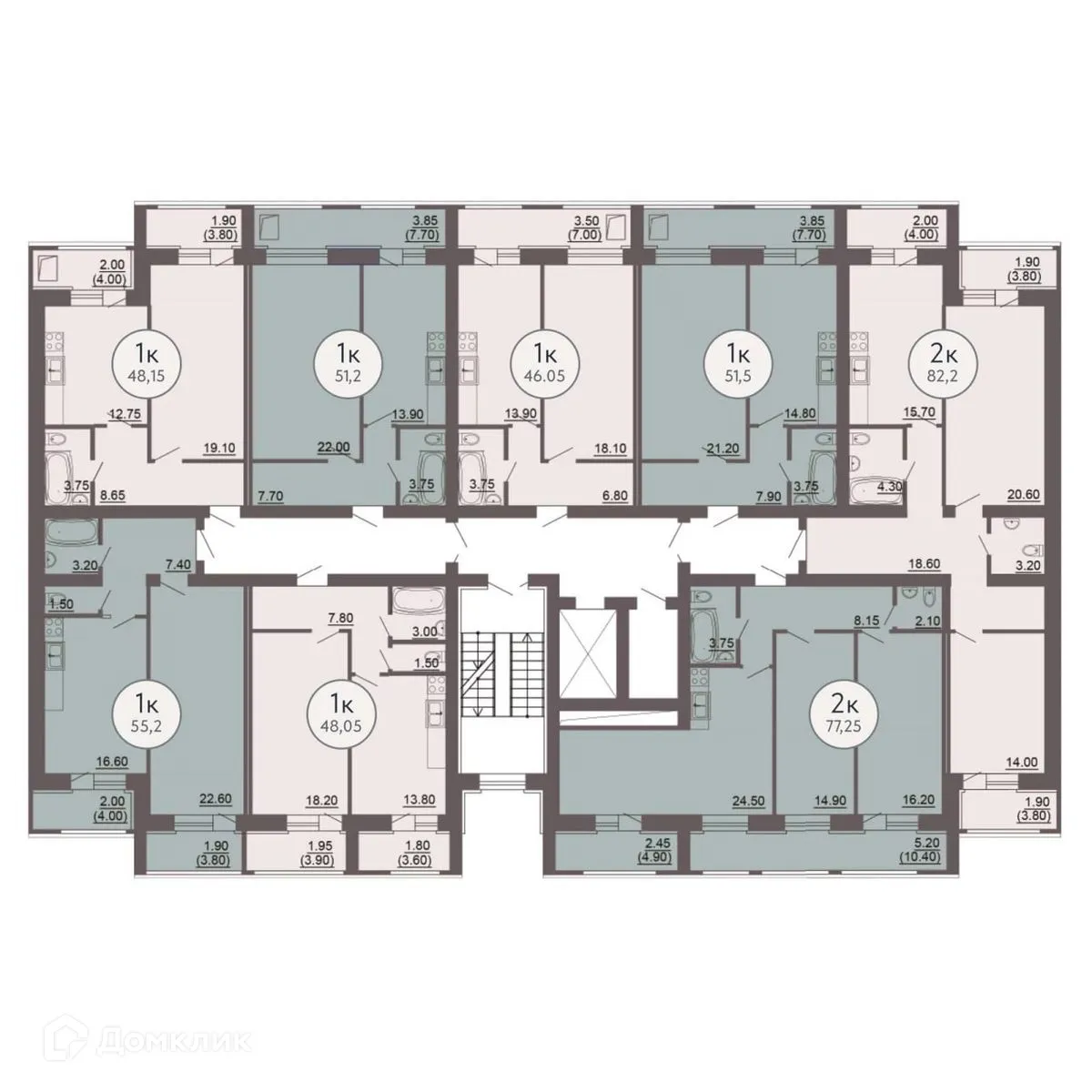 Планировка 1-комнатной квартиры 52.01 м² в ЖК КУЛЬТУРА, г. Самара — фото 15