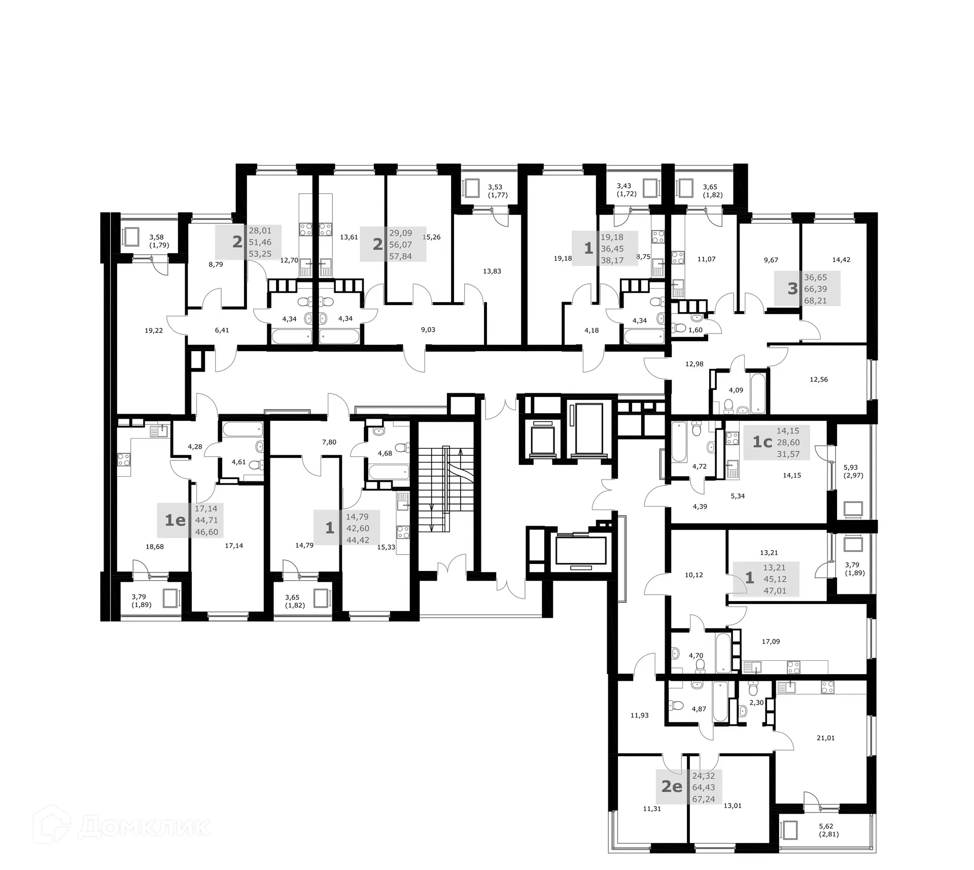 Планировка 2-комнатной квартиры 57.84 м² в ЖК Комфорт, г. Самара — фото 6