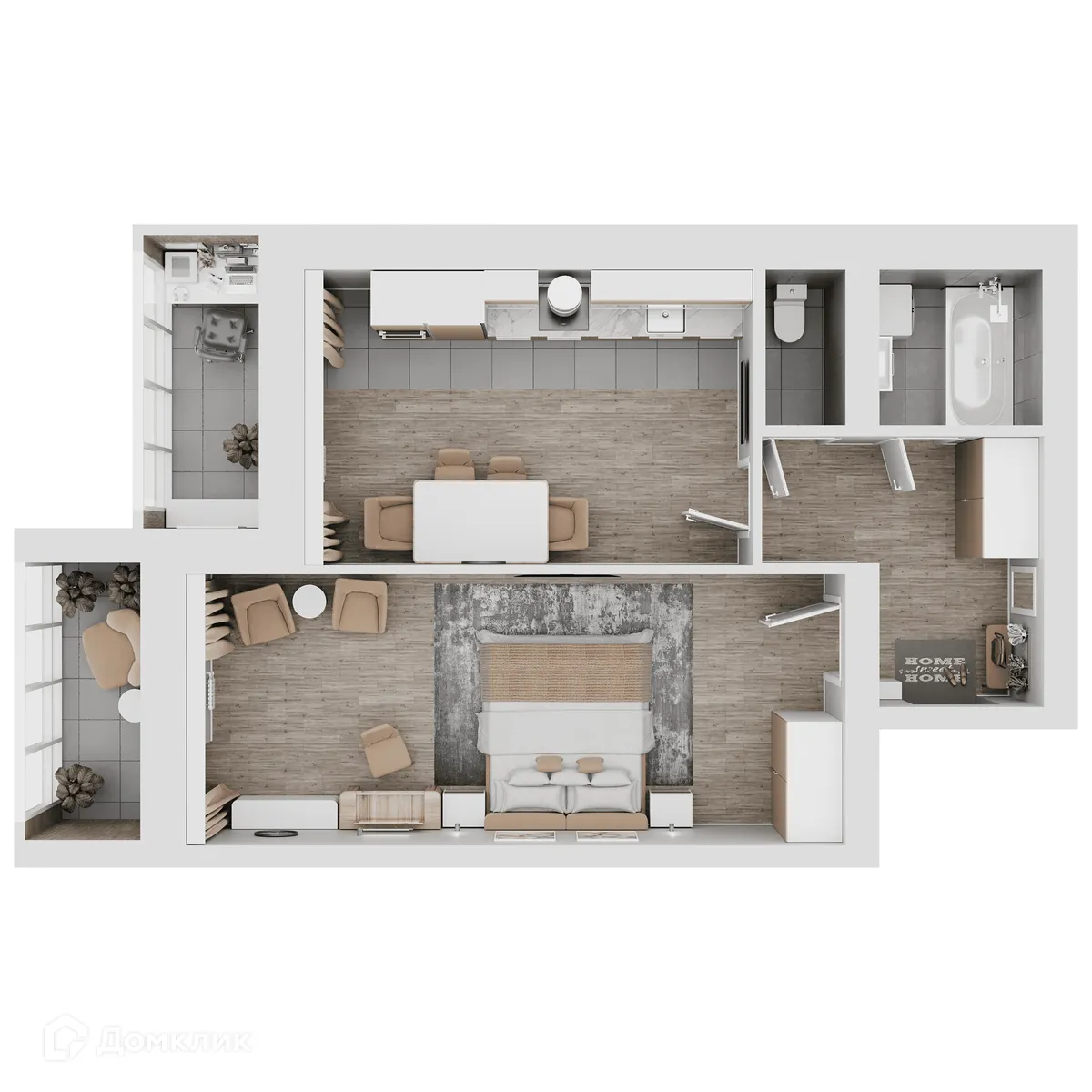 Планировка 1-комнатной квартиры 55.76 м² в ЖК КУЛЬТУРА, г. Самара — фото 13