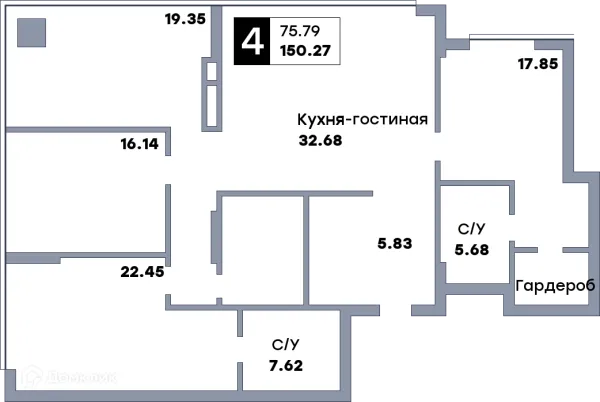 Планировка 4 комн. в ЖК Самара Сити