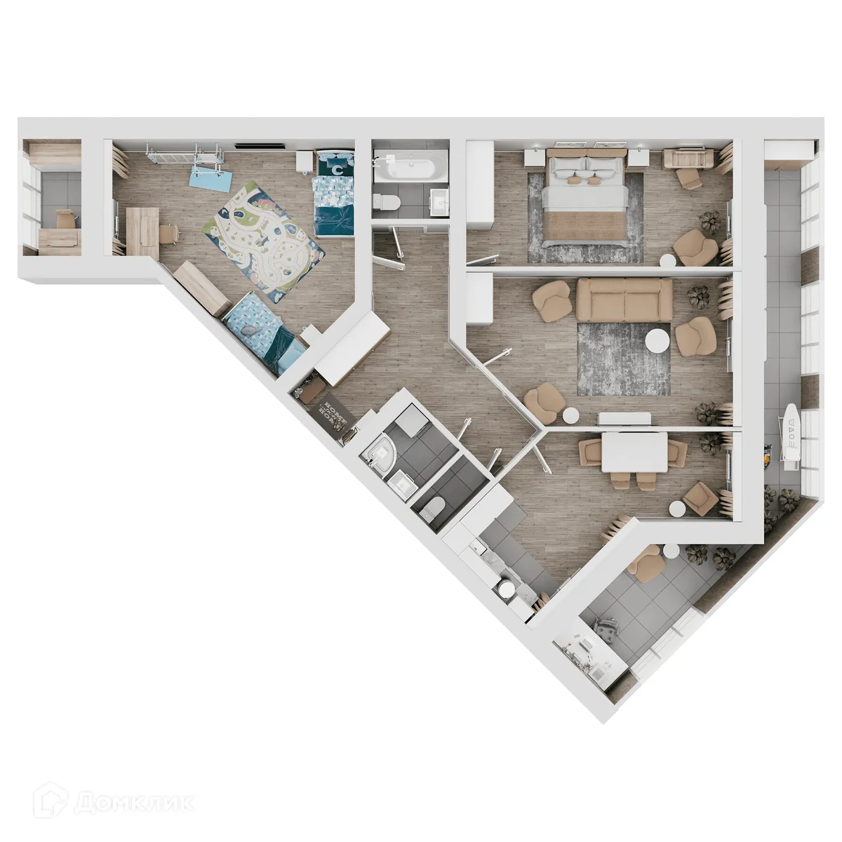 Планировка 3-комнатной квартиры 118.47 м² в ЖК КУЛЬТУРА, г. Самара — фото 17