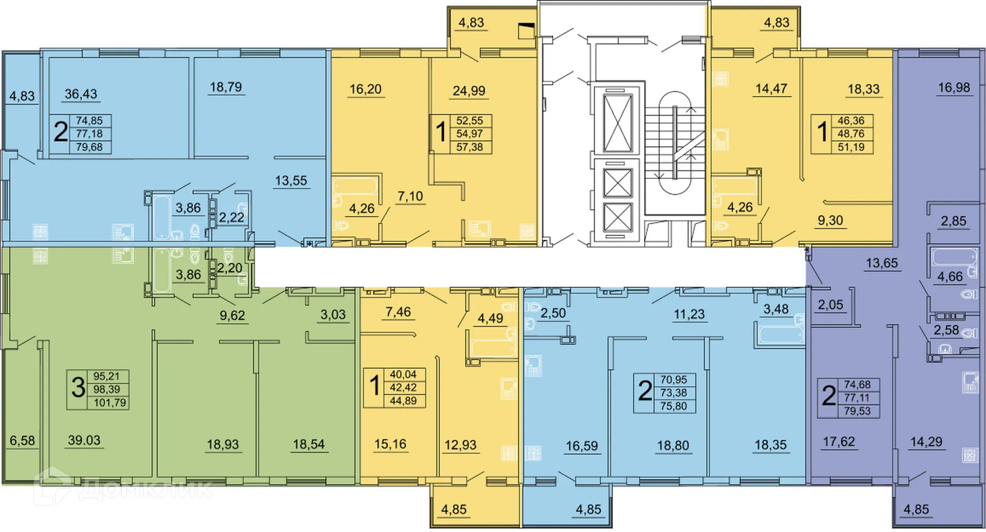 Планировка 1-комнатной квартиры 45.24 м² в ЖК "Дом у Космопорта-2", г. Самара — фото 6