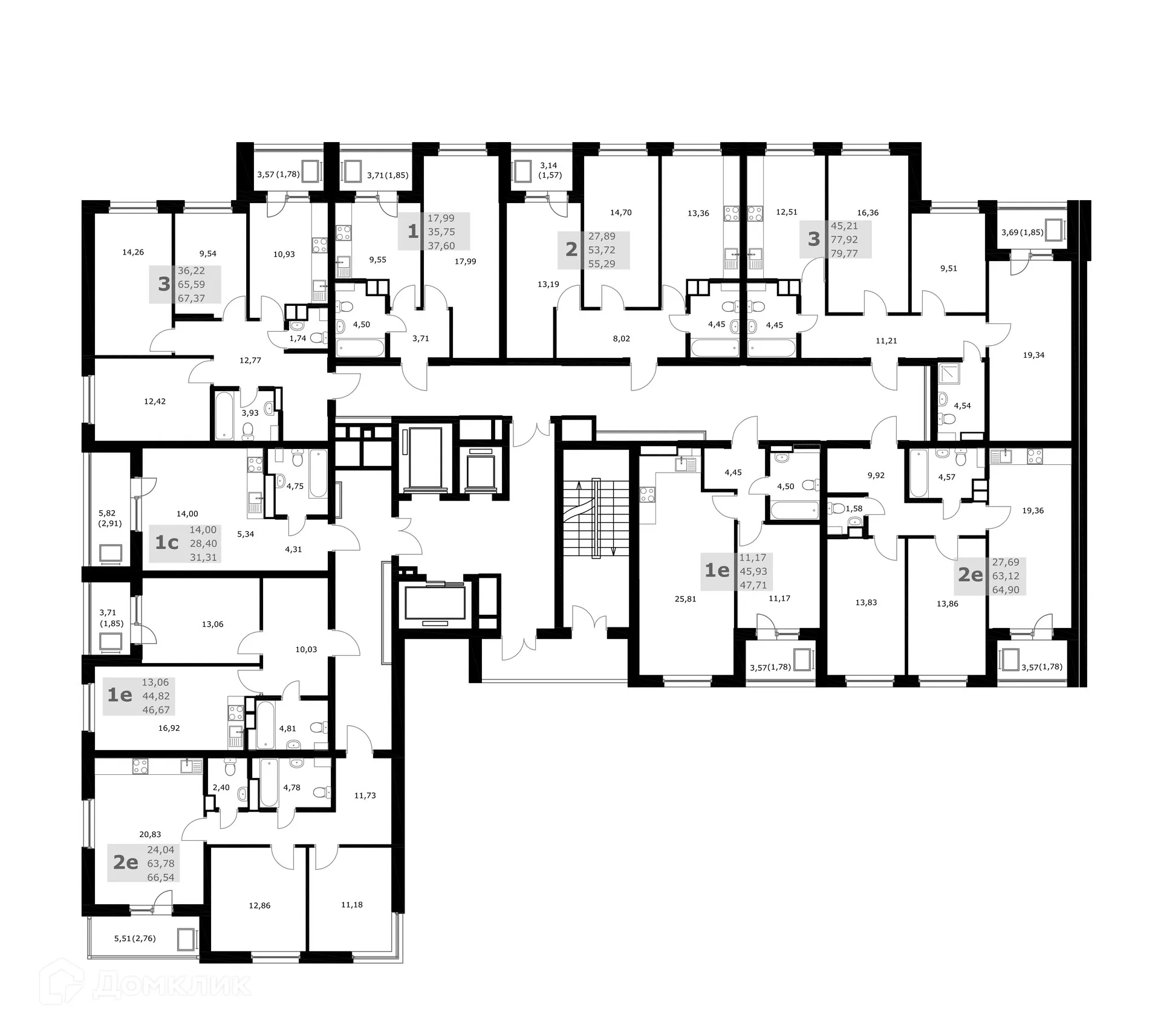 Планировка 1-комнатной квартиры 46.47 м² в ЖК Комфорт, г. Самара — фото 3