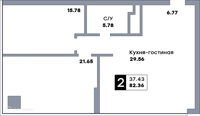 Планировка 2-комнатной квартиры 82.36 м² в ЖК Самара Сити, г. Самара — фото 7