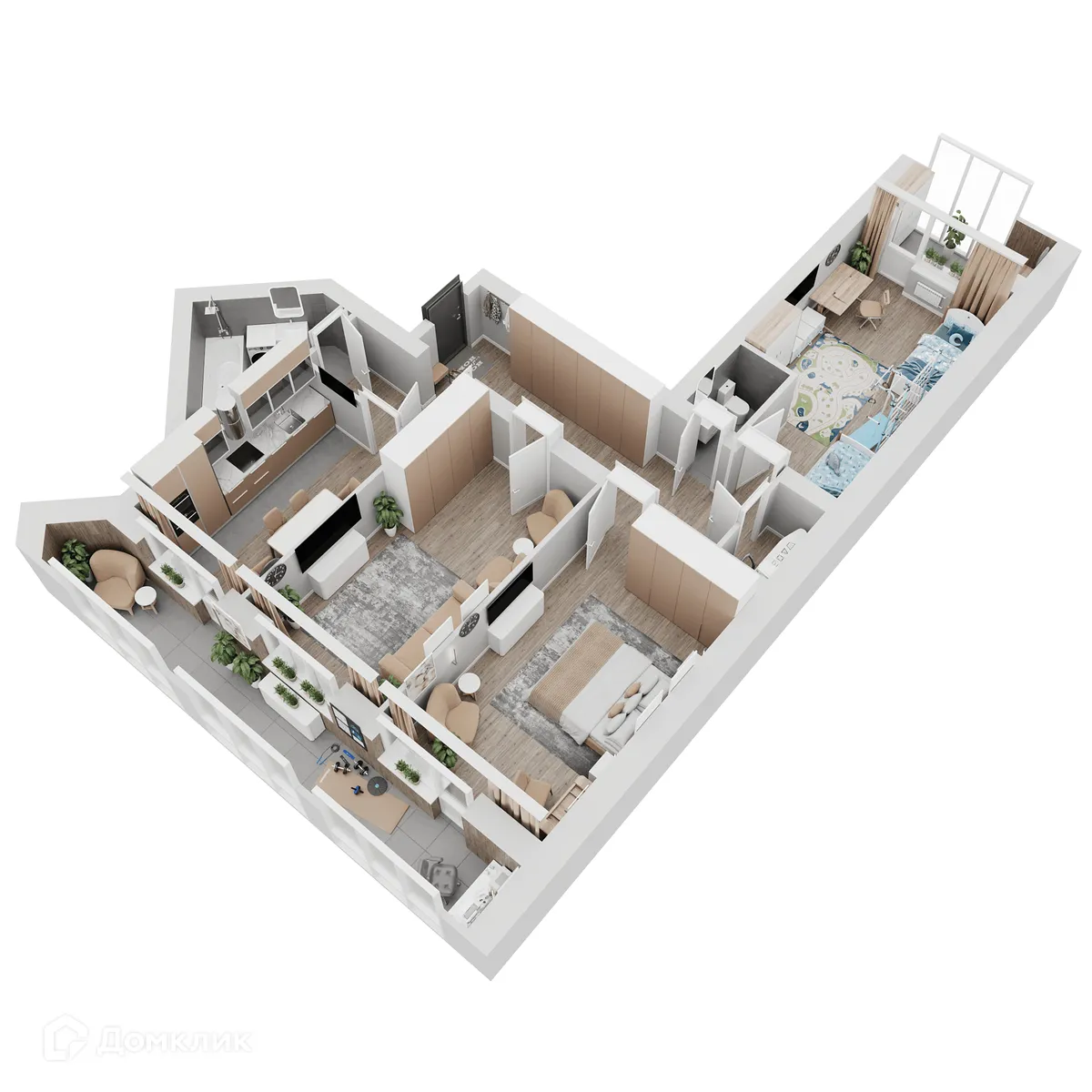 Планировка 3-комнатной квартиры 110.05 м² в ЖК КУЛЬТУРА, г. Самара — фото 18